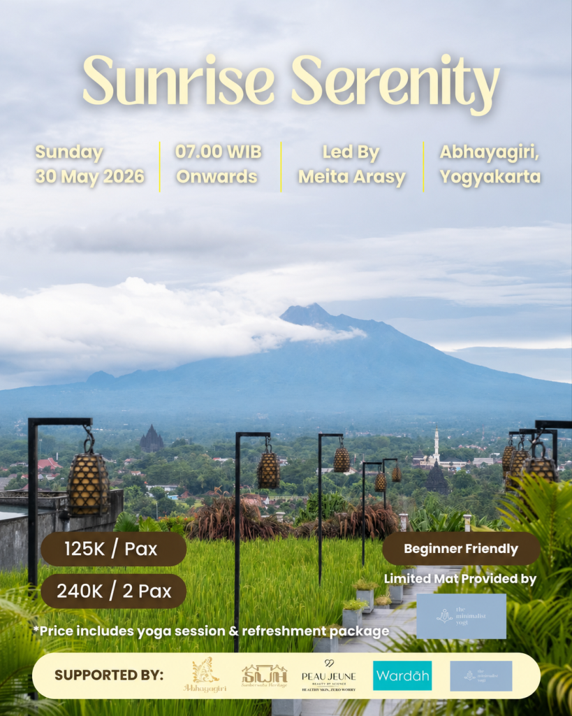sunrise serenity yoga, yoga class jogja, yoga di jogja, yoga prambanan, yoga class yogyakarta, sunrise yoga jogja, yoga dengan view prambanan, yoga abhayagiri, abhayagiri yogyakarta, restaurant dekat prambanan, tempat yoga dekat prambanan, wellness activity jogja, morning yoga yogyakarta, yoga retreat jogja, yoga event jogja 2026, yoga class sumberwatu, sumberwatu heritage resort, hotel dekat prambanan, resort dekat prambanan, yoga dan brunch jogja, aktivitas pagi jogja, wellness experience yogyakarta, yoga beginner friendly jogja, healing activity jogja, luxury resort yogyakarta, yoga dengan pemandangan gunung merapi, tempat healing di jogja, event yoga yogyakarta, yoga outdoor jogja, yoga sunrise view jogja